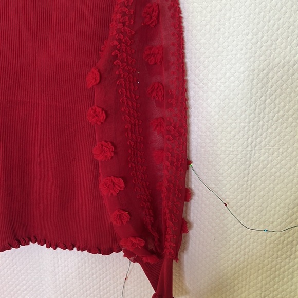 Almost Famous balloon sleeve body con with ruffle trim on neck wrist and waist - Picture 5 of 7